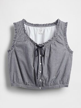 GAP Women's Gingham Tie-Front Crop Tank Top NWT